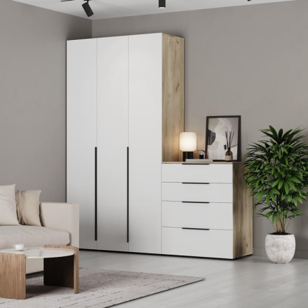 Комод 1600 Х84 Харди, Дуб серый/Белый 